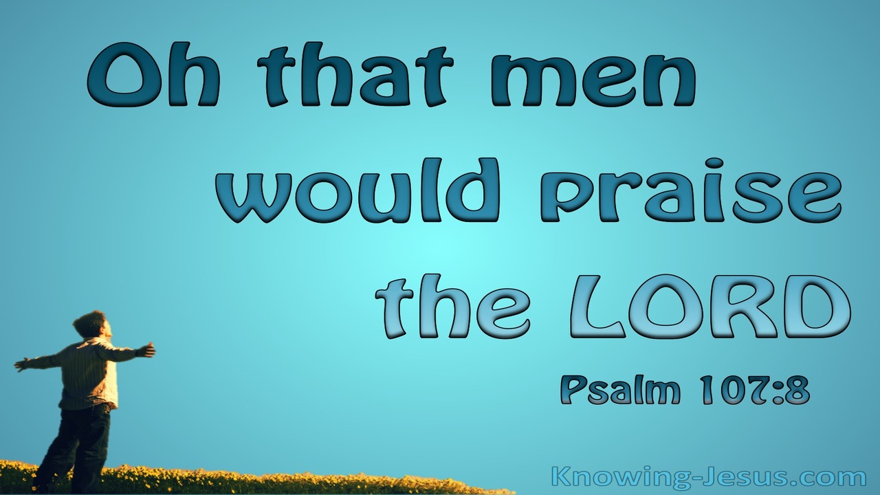 Psalm 107:8 O That Men Would Praise The Lord (aqua) 